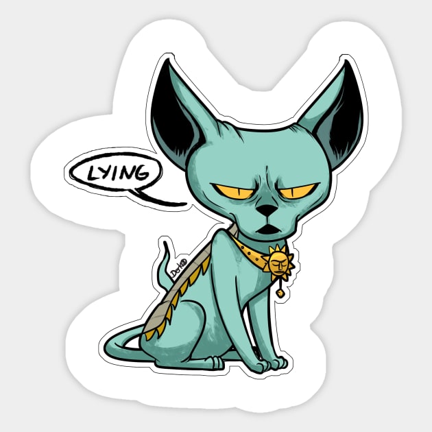 Lying cat Sticker by derkomerch